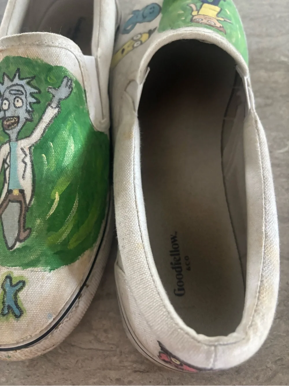 Men’s Slip-On Canvas Shoe with Green Rick Illustration Walmart shoes custom byme